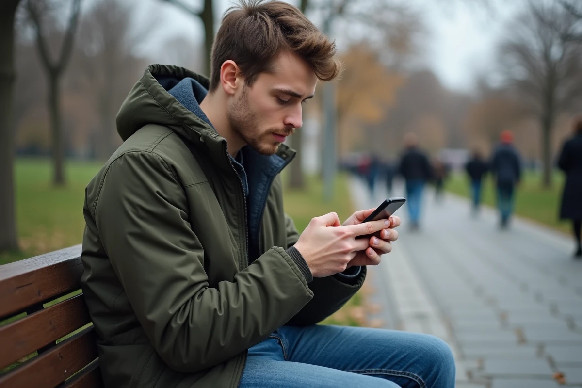 Personne vérifiant un numéro de téléphone international inconnu sur internet avant de rappeler